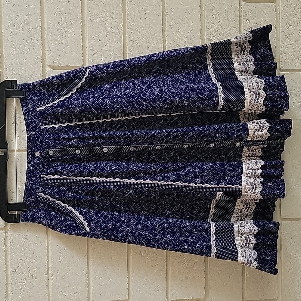 Gunne Sax Blue Floral Skirt Size 11